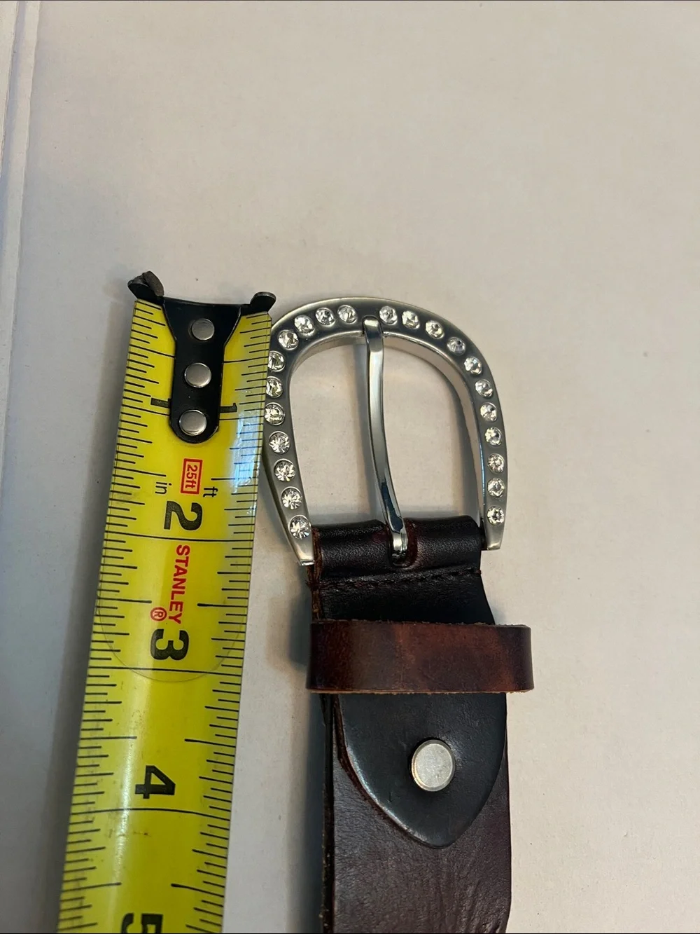 VINTAGE BROWN LEATHER RHINESTONE & LEATHER WESTERN BELT
